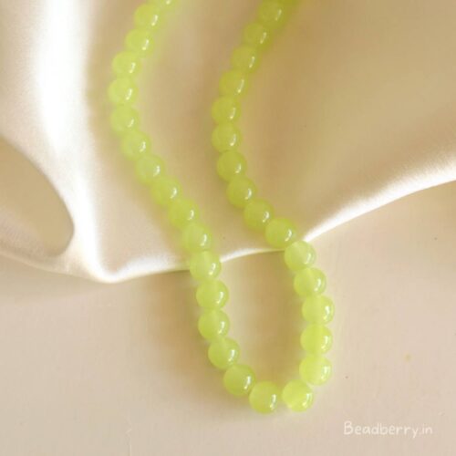 Lime Green Glass Beads | 1 String | Size: 8mm