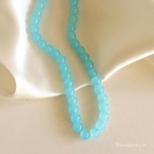 Sky Blue Glass Beads | 1 String | Size: 8mm