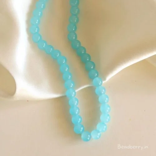 Sky Blue Glass Beads | 1 String | Size: 8mm