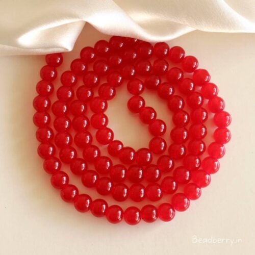 Red Glass Beads | 1 String | Size: 8mm