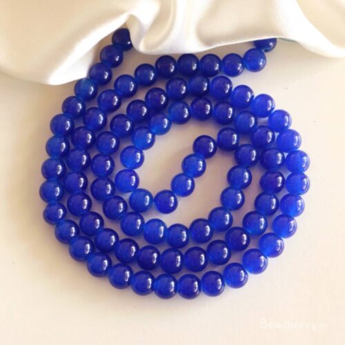 Royal Blue Glass Beads | 1 String | Size: 8mm