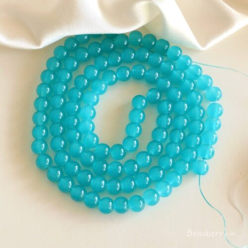 Teal Glass Beads | 1 String | Size: 8mm