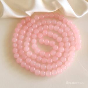 Peach Pink Glass Beads | 1 String | Size: 8mm