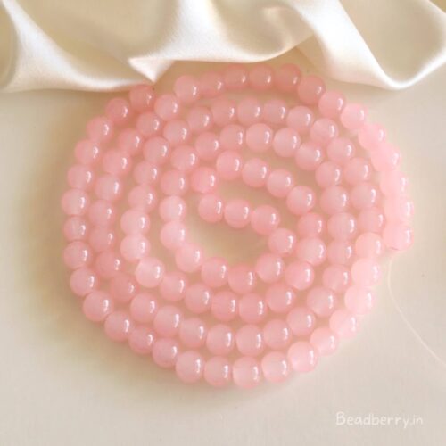 Peach Pink Glass Beads | 1 String | Size: 8mm