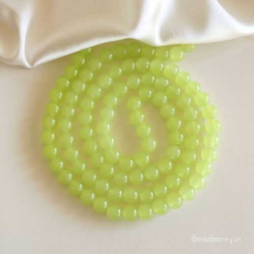 Lime Green Glass Beads | 1 String | Size: 8mm