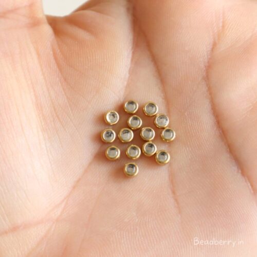 Kundan Stones-Round Shape | Size: 3mm | Pack Of 10gms