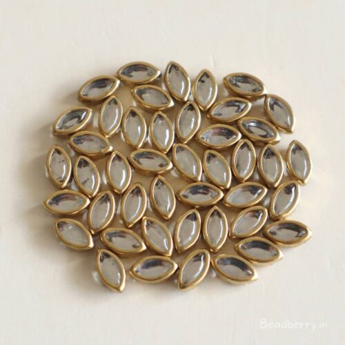 Kundan Stones-Eye Shape | Size: 6x3mm | Pack Of 10gms