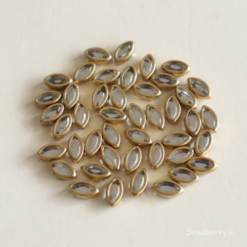 Kundan Stones-Eye Shape | Size: 6x3mm | Pack Of 10gms