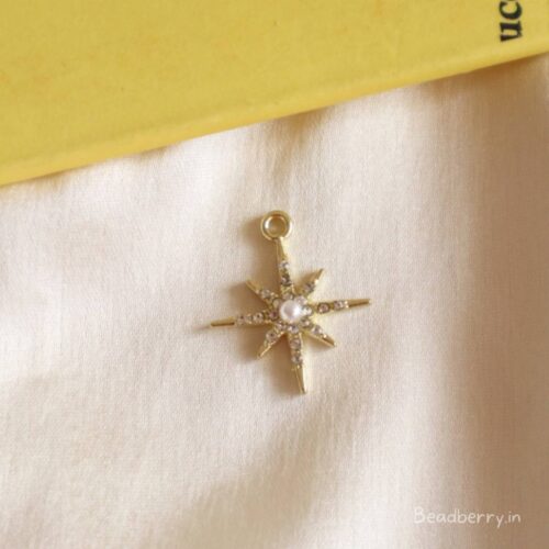 Golden Stone Studded Star Charm/Pendant