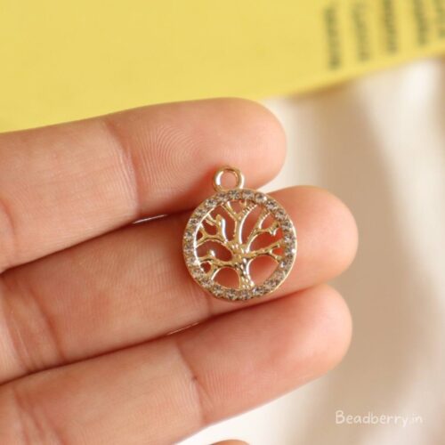 Stone Studded Tree Of Life Charm/Pendant