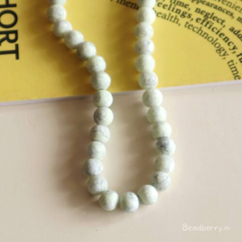 Pastel Green Round Matte Marble Beads | 1 String | Size: 8mm