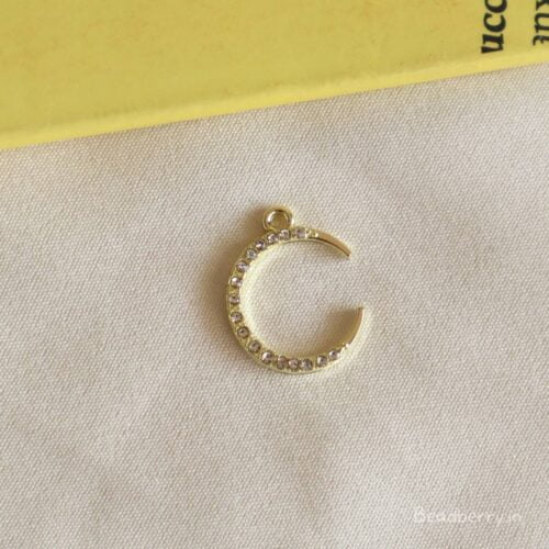 Golden Stone Studded Moon Charm/Pendant