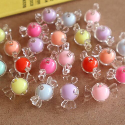 Transparent Candy Acrylic Beads | 11x21mm | Pack Of 25gm (Approx. 20 Pcs)