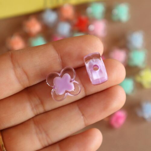 Transparent Clover Acrylic Beads | 14mm | Pack Of 25gm (Approx. 15 Pcs)