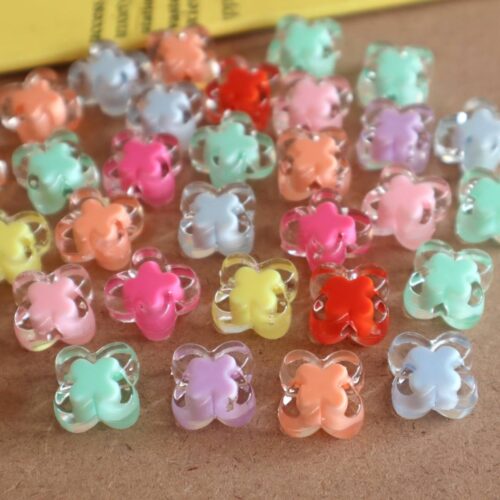 Transparent Clover Acrylic Beads | 14mm | Pack Of 25gm (Approx. 15 Pcs)