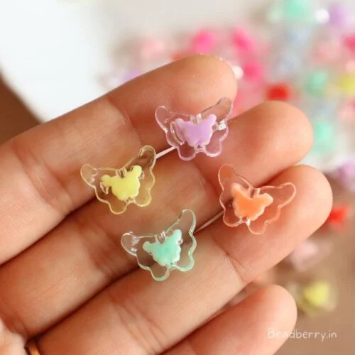 Transparent Butterfly Acrylic Beads