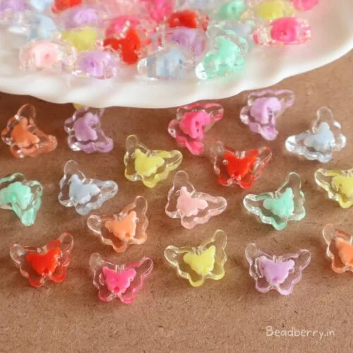 Transparent Butterfly Acrylic Beads