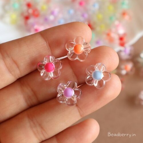 Transparent Flower Acrylic Beads