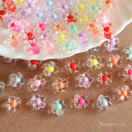 Transparent Flower Acrylic Beads