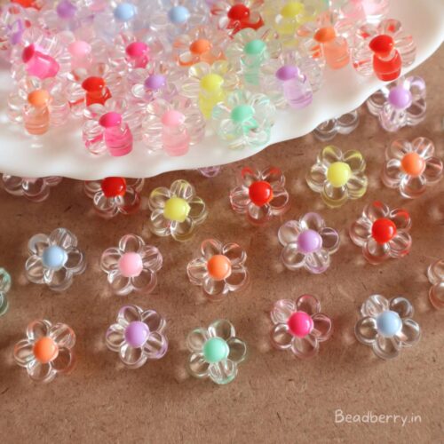 Transparent Flower Acrylic Beads