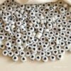 White Acrylic Black Heart Beads-25gm