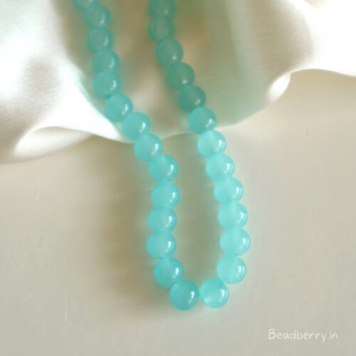 Aquamarine Glass Beads | 1 String | Size: 8mm