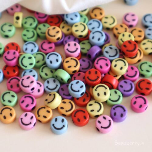 Multicolor Acrylic Smiley Beads