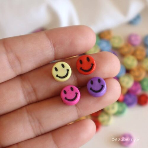 Multicolor Acrylic Smiley Beads