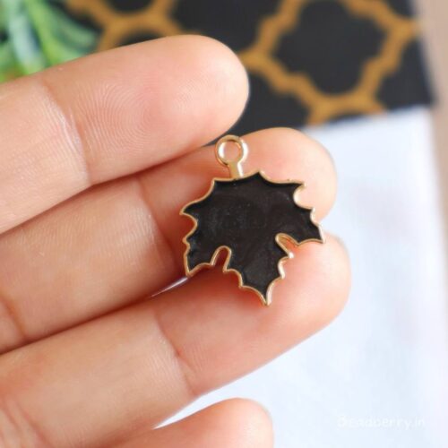 Designer Black Leaf Charms