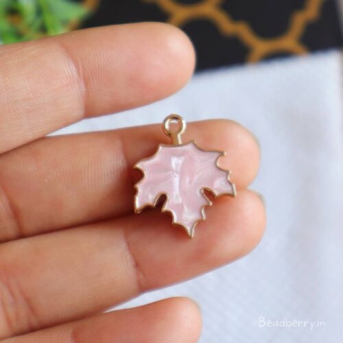 Designer Leaf Charms-Pink