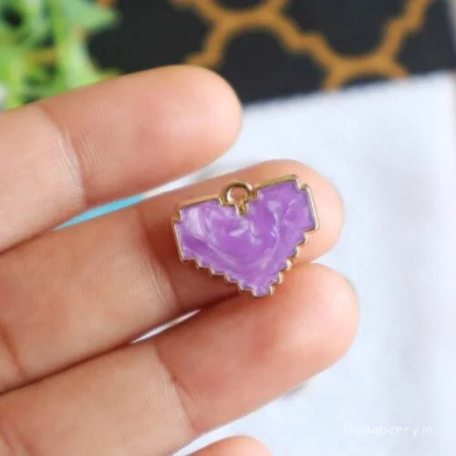 Designer Heart Charms-Purple