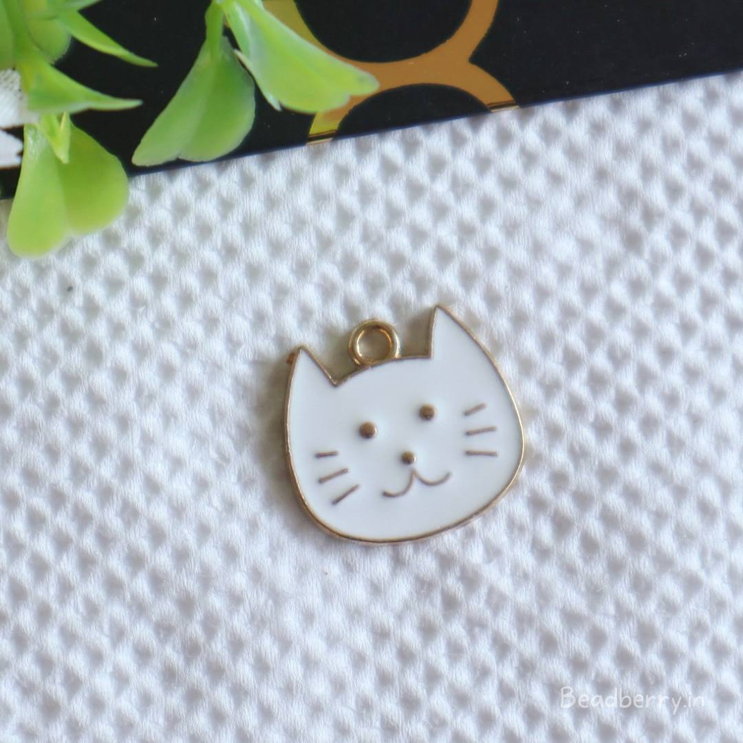 White Cat Face Charm