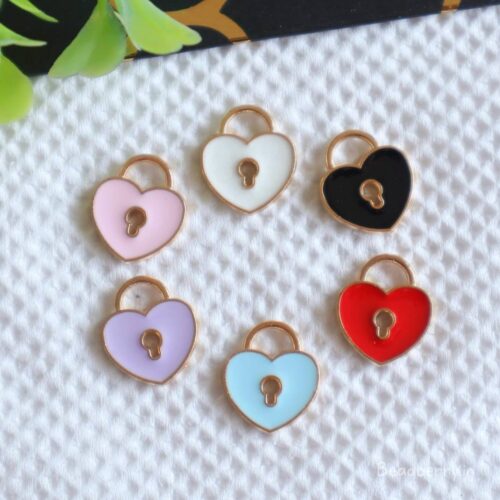 Small Heart Lock Charms