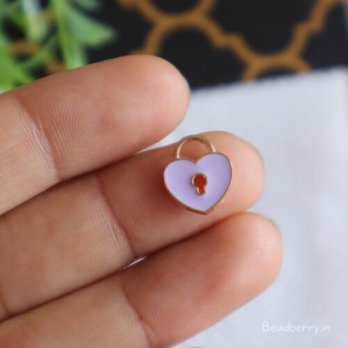 Small Lavender Heart Lock Charms