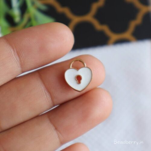 Small White Heart Lock Charms