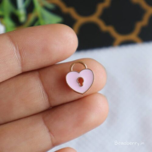 Small Heart Lock Charms-Pink