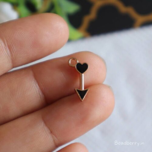 Arrow Black Heart Charms