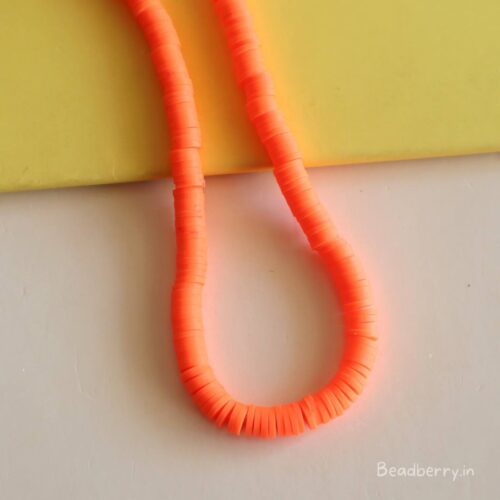 Neon Orange Polymer Clay Fimo Beads-1 String