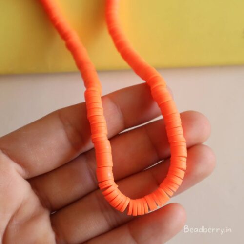 Neon Orange Polymer Clay Fimo Beads-1 String