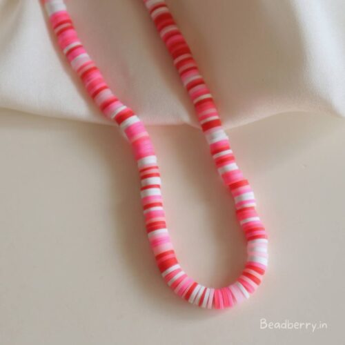 Mixed Pink Polymer Clay Fimo Beads-1 String