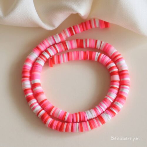 Mixed Pink Polymer Clay Fimo Beads-1 String