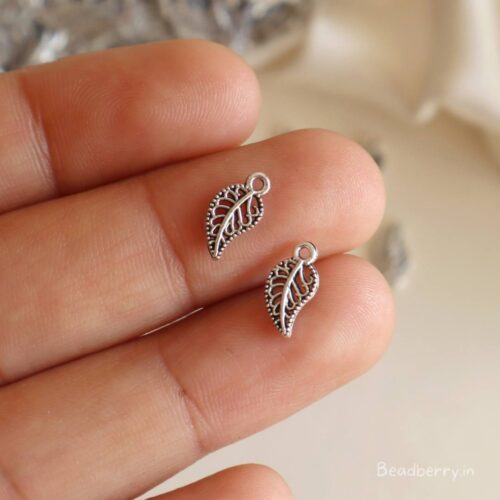 Silver Leafy Metal Charms (A)-50 Pcs