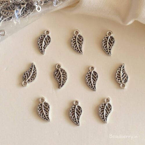 Silver Leafy Metal Charms (A)-50 Pcs