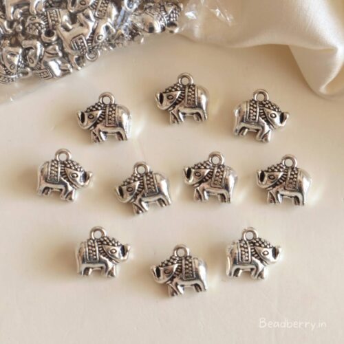 Silver Elephant Metal Charms-10 Pcs