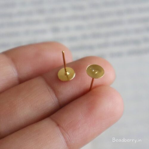 Golden Earring Post Studs Base-50 Pcs