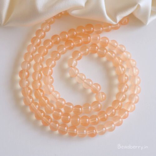 Light Orange Glass Beads | 1 String | Size: 8mm