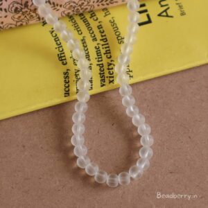 Frosted White Matte Glass Beads | 1 String | Size: 6mm