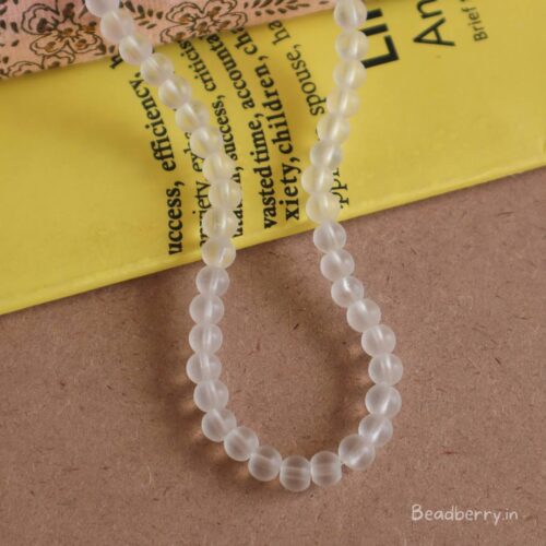 Frosted White Matte Glass Beads | 1 String | Size: 6mm