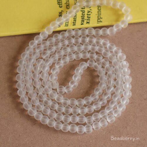 Frosted White Matte Glass Beads | 1 String | Size: 6mm