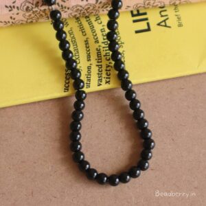 Black Glass Beads | 1 String | Size: 6mm